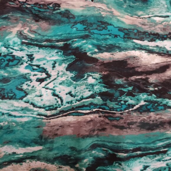 Women's JLO Marble Green/Blue Blouse with attached Tank Top Size Medium - Picture 3 of 11